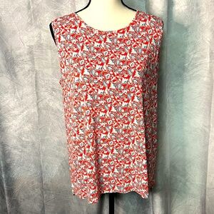 J Jill Red Paisley Floral Print Sleeveless High Low Tank - LP